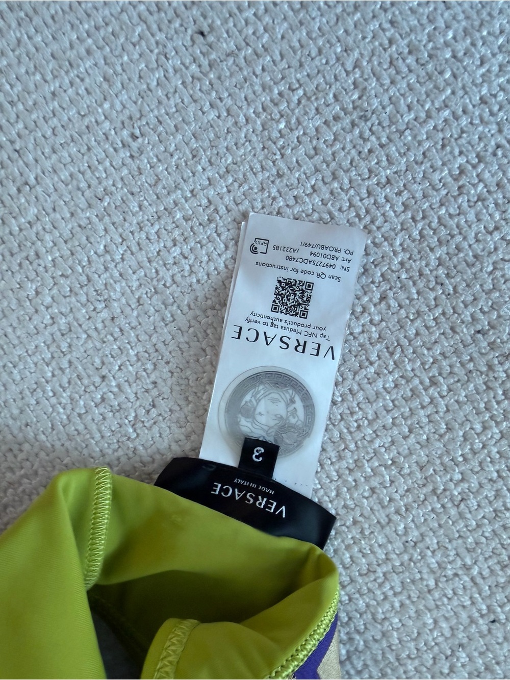 Versace Olive Green & Purple Logo Band Two-Piece Swim Sett - Picture 6 of 7